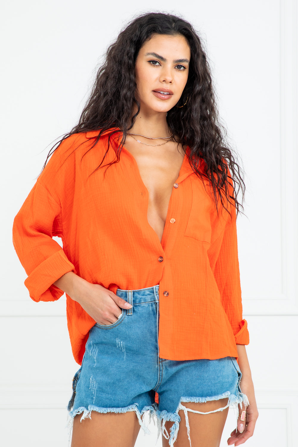Luca Relax Fit Button Down Breathable Top