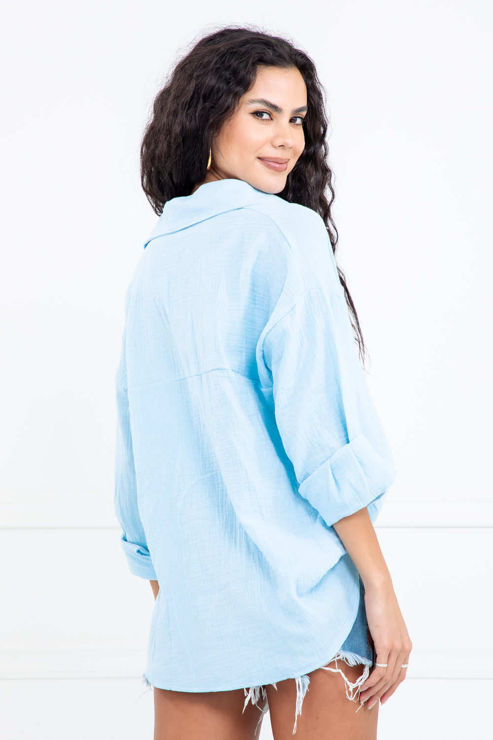 Luca Relax Fit Button Down Breathable Top