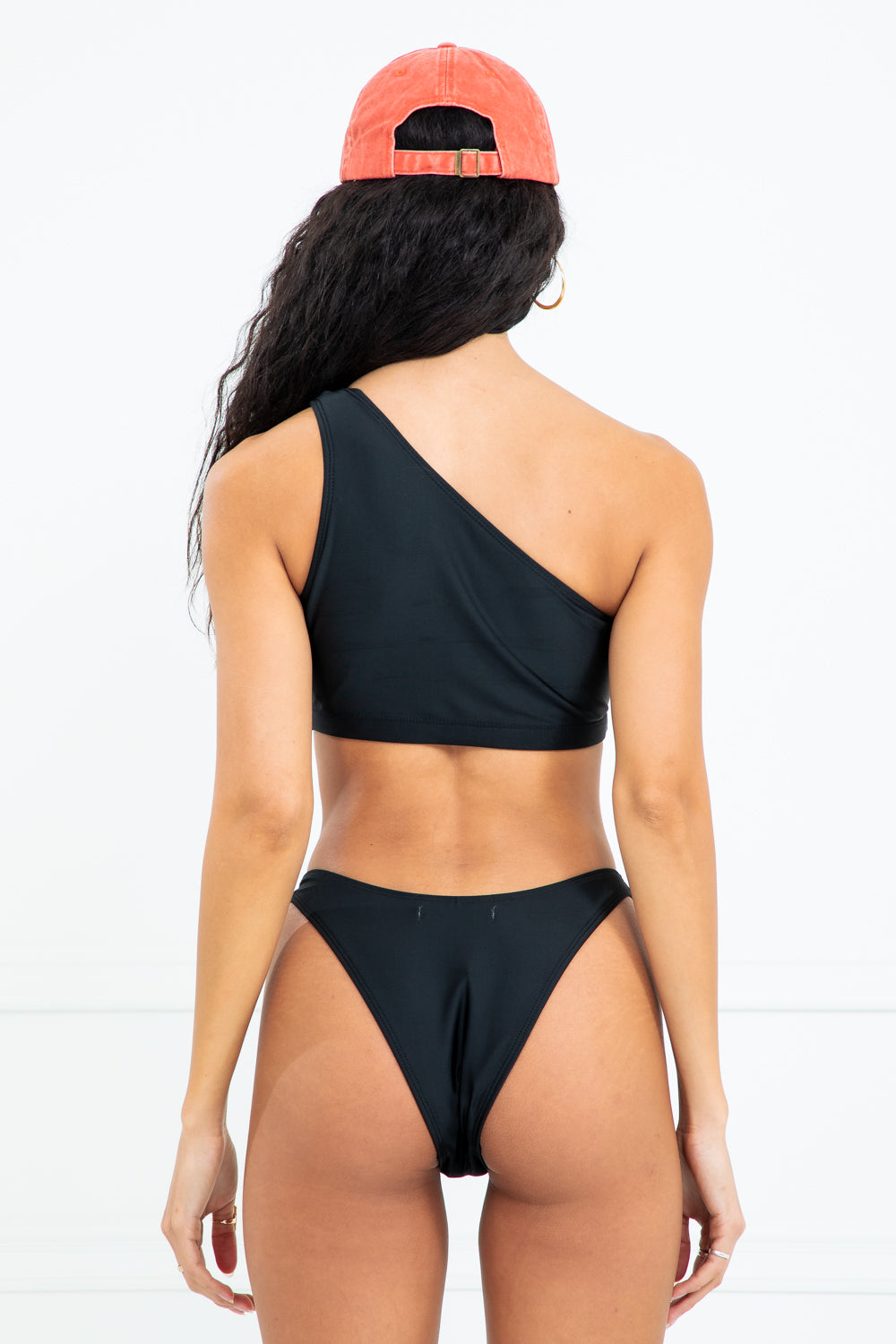 Toni Black Three Piece Cut Out One Shoulder Bikini Set