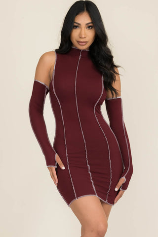 Bodycon Contrast Stitching with Attach Arm Sleeves