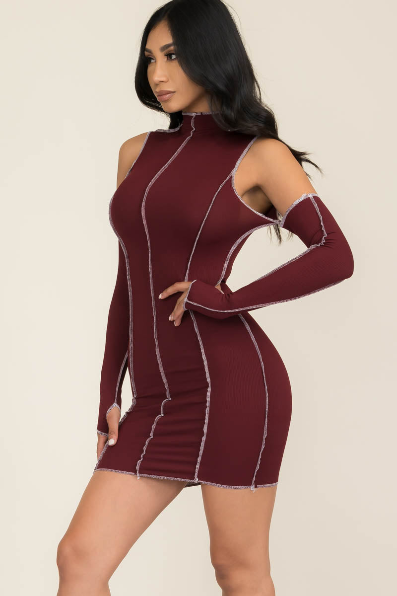 Bodycon Contrast Stitching with Attach Arm Sleeves