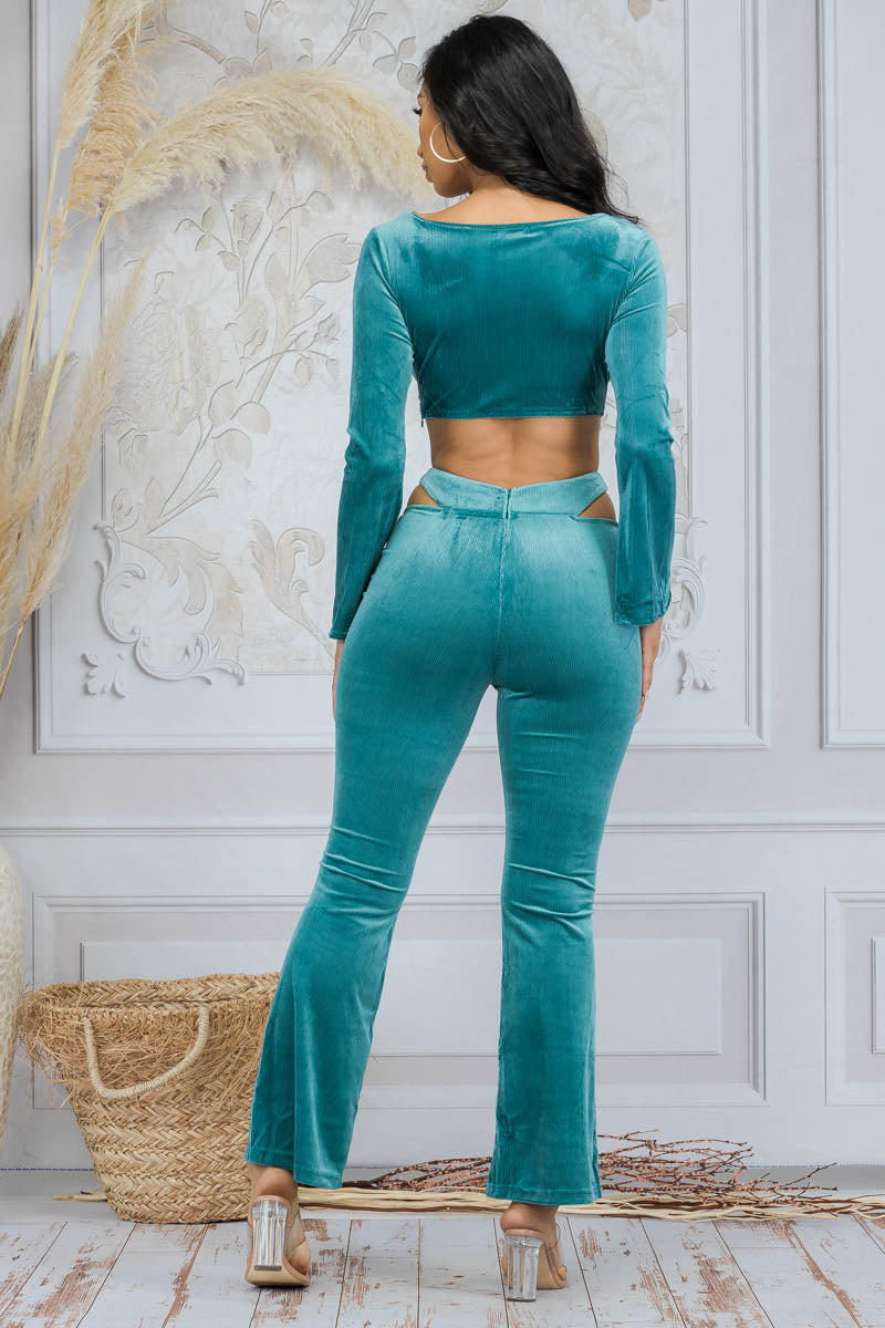 Presley Velour Cut Out Flared Set