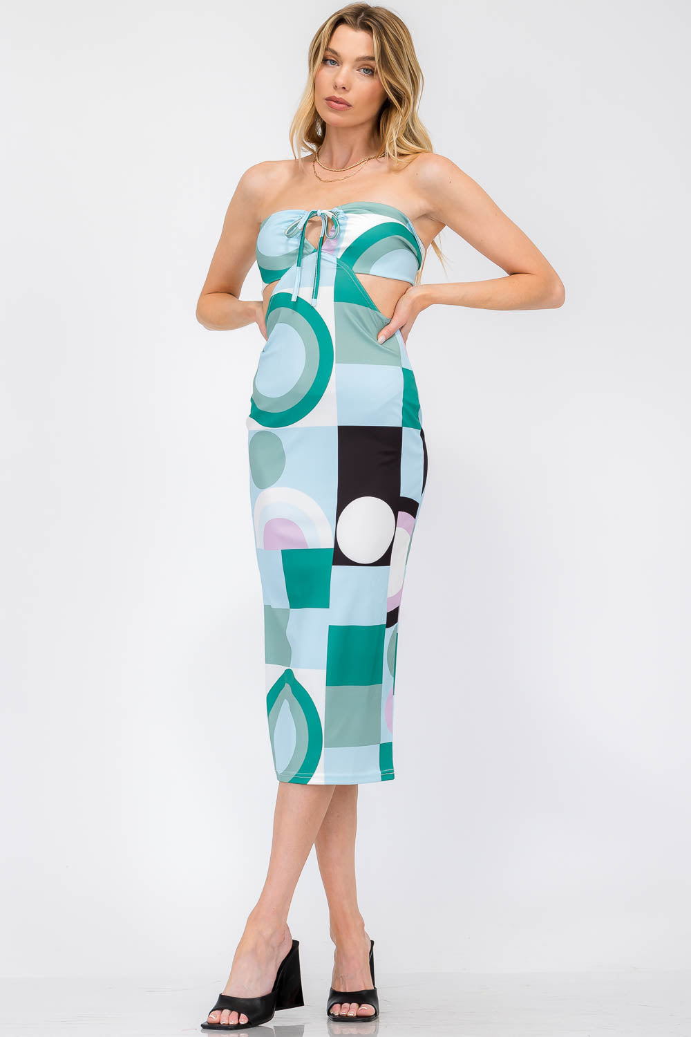 Athena Geometric Print Cut Out Mini Dress