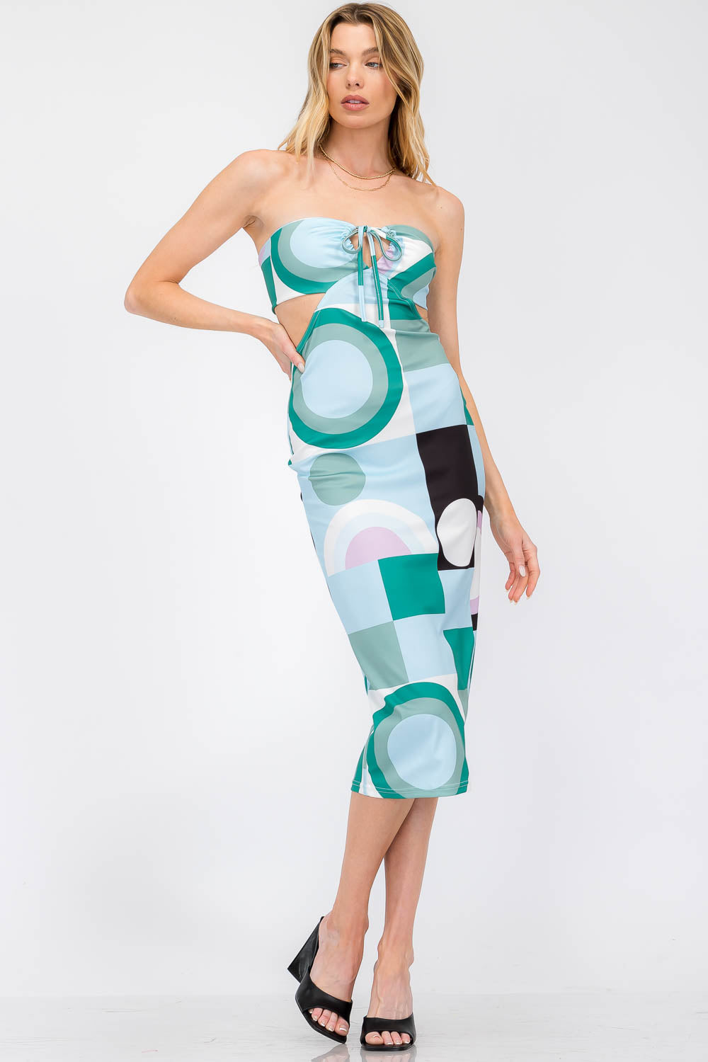 Athena Geometric Print Cut Out Mini Dress